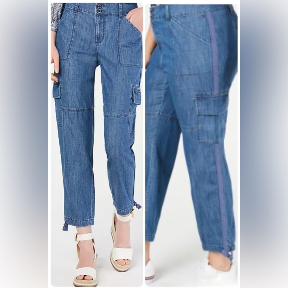 TOMMY HILFIGER WOMEN’S CHELSEA CARGO JEANS BLUE.   SIZE: 12 CASUAL